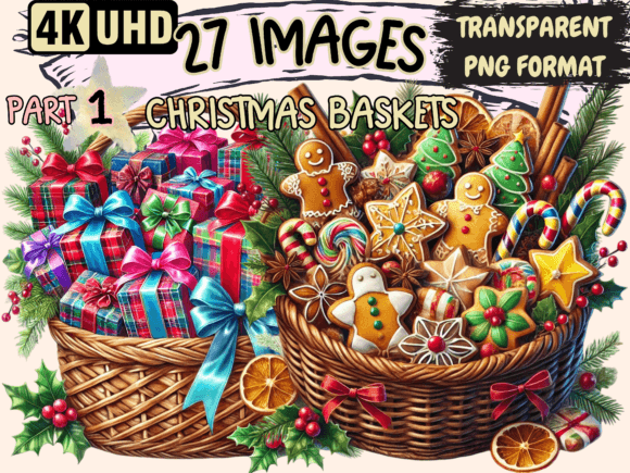 Christmas Baskets Clipart P1 Illustrations Review