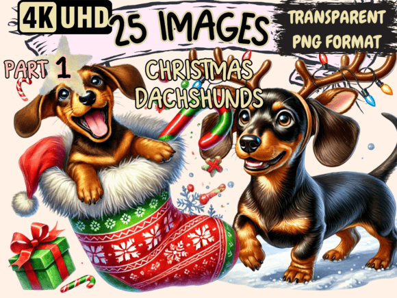 Christmas Dachshunds Clipart P1 Review