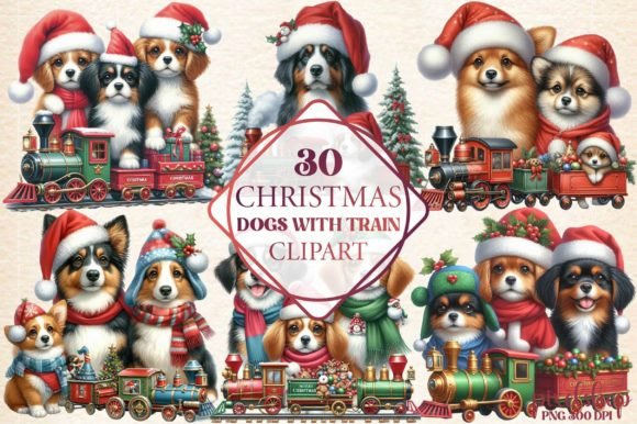 Christmas Dogs with Train Clipart: A Designer’s Review for Holiday Illustrations