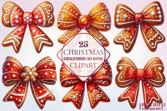 Christmas Gingerbread Bow Clipart Review for Illustrations
