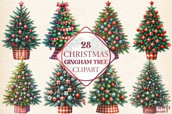 Christmas Gingham Tree Clipart: A Designer’s Take on Freebies