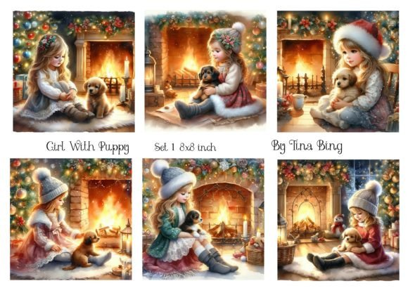 Christmas Girl and a Puppy Illustrations Review