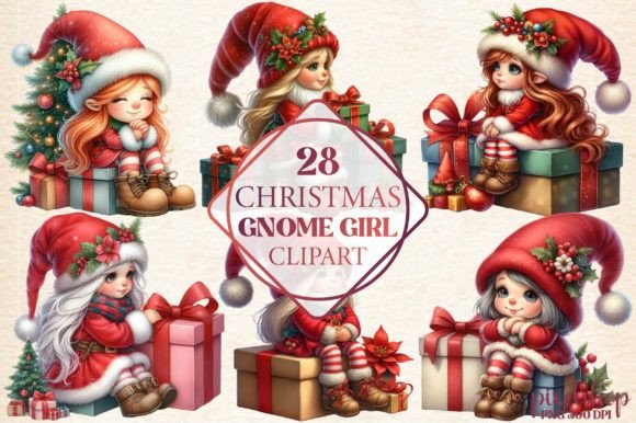 Christmas Gnome Girl Clipart Review