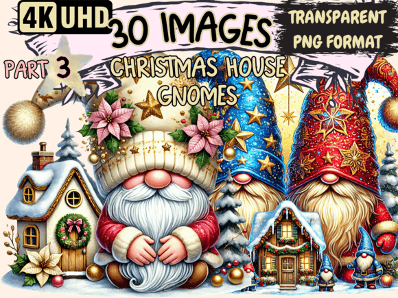 Christmas House Gnomes Clipart P3 Review for Illustrations