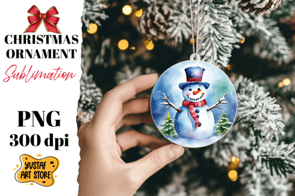Christmas Ornament Sublimation. Snowman: Festive Illustrations for Makers