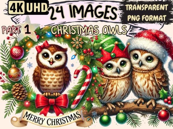 Christmas Owls Clipart P1 Illustrations Review