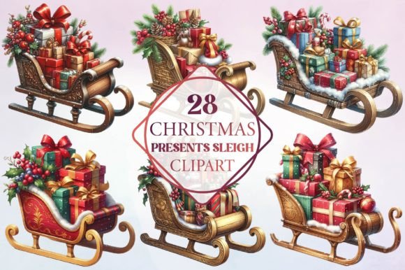 Christmas Presents Sleigh Clipart Review for Handmade Illustrations