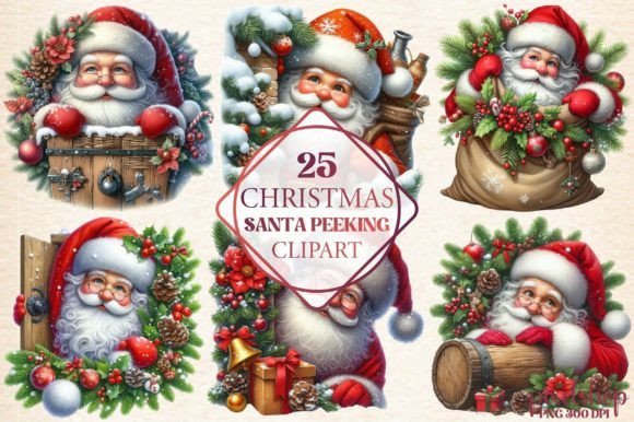 Christmas Santa Peeking Clipart Freebies Review