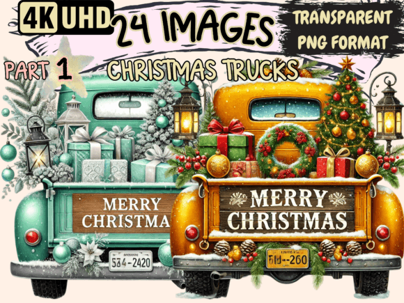 Christmas Trucks Clipart P1: A Designer’s Review for Seasonal Illustrations