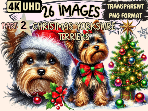 Christmas Yorkshire Terriers Clipart P2 Review