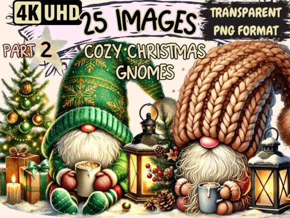 Cozy Christmas Gnomes Clipart P2: Cozy Illustrations for Crafters