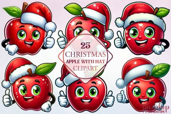 Watercolor Christmas Apple with Hat Clip: A Designer’s Review of This Festive Illustrations Asset