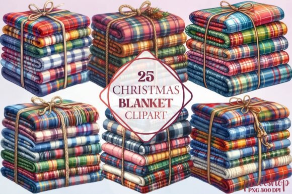 Watercolor Christmas Blanket Clipart for Illustrations