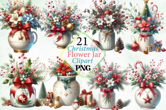Watercolor Christmas Flower Jar Clipart: A Brand Designer’s Review