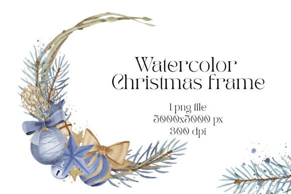 Watercolor Christmas Frame-wreath: Festive Illustrations for Local Brands