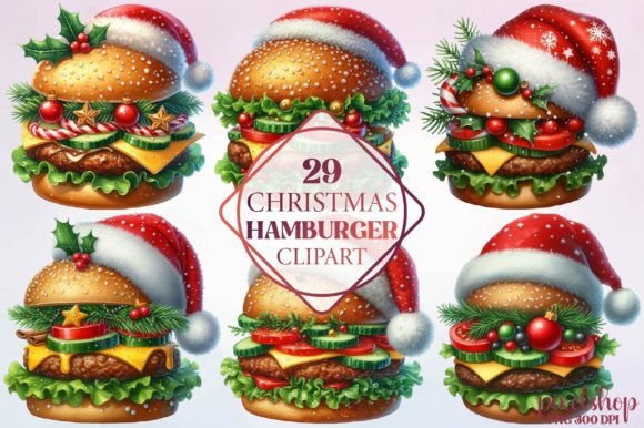 Watercolor Christmas Hamburger Clipart: A Designer’s Review of This Festive Freebie