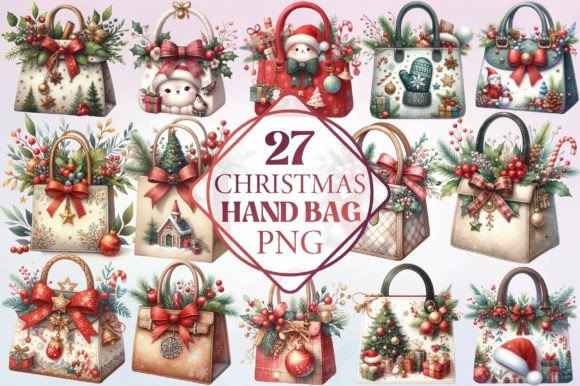 Watercolor Christmas Hand Bag Clipart Review