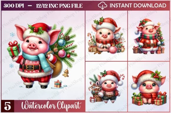 Watercolor Christmas Pig Clipart: A Brand Designer’s Review for Seasonal Illustrations