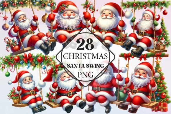Watercolor Christmas Santa Swing Clipart: A Designer’s Review for Illustrations